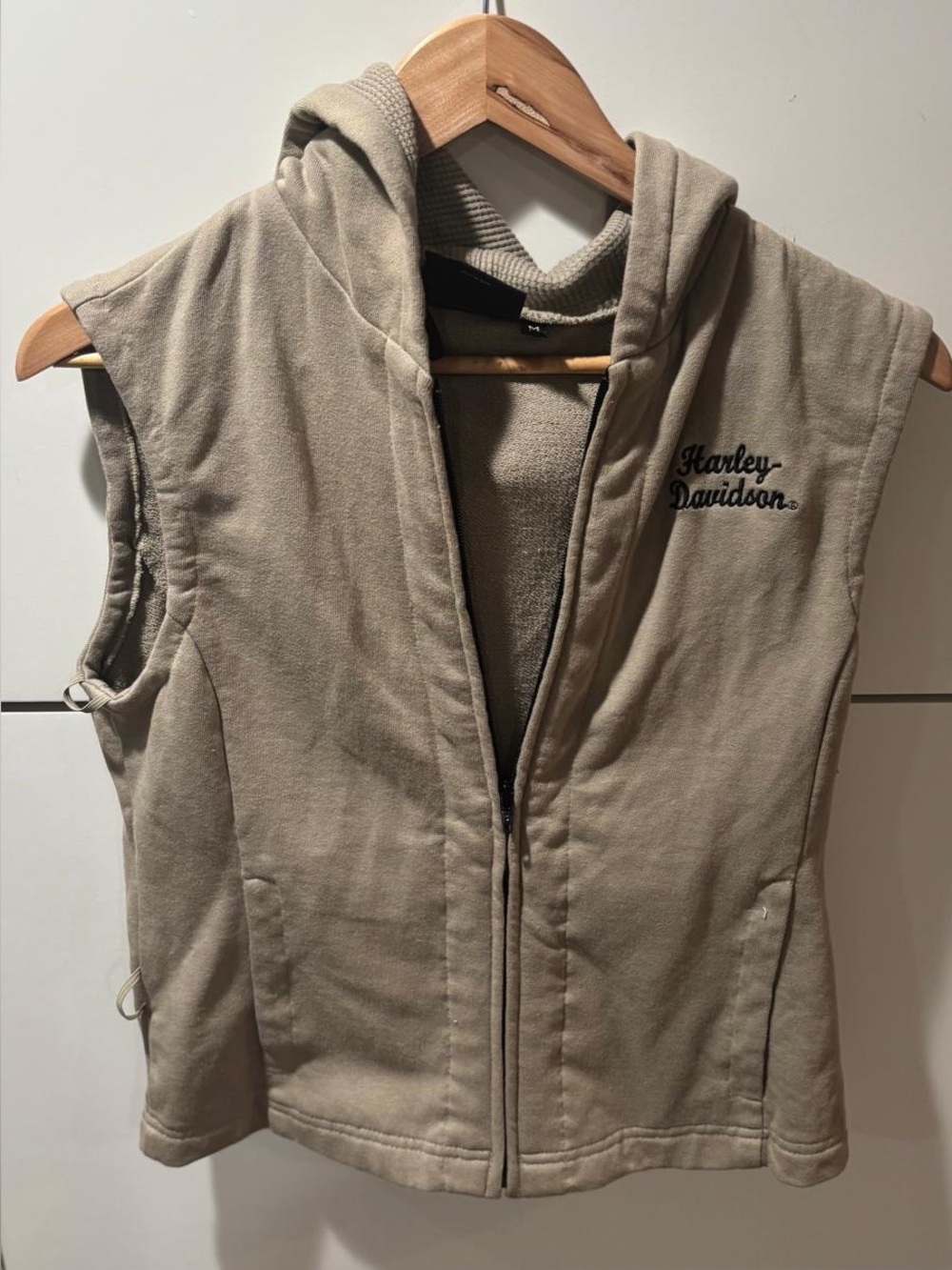 Harley-Davidson Women's Taupe Hooded Fleece Vest